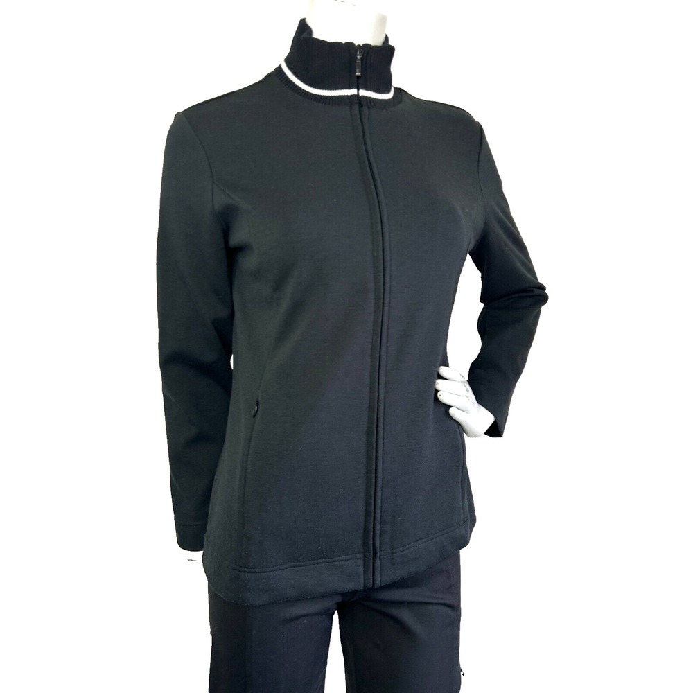 Eddie Bauer Jacket Zip Front Zip Pockets Long Sleeve Knit Black SIZE Medium P
